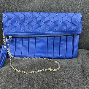 Urban Expressions Royal Blue Clutch with Gold Chain